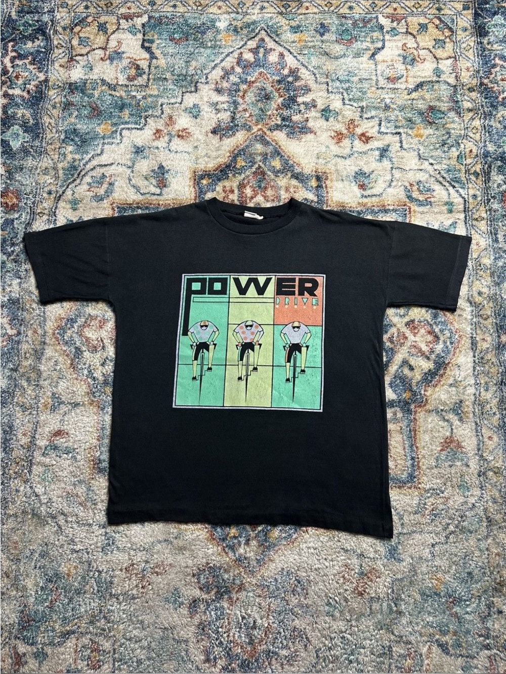 Vintage 80s Power Drive Biker T-shirt Medium